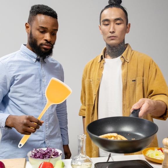 SWETRACE 2-Pack Silicone Spatulas for Wok Non-Stick Cooking Utensils with Ergonomic Handles 13 x 3.9 x 2 Inches