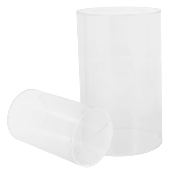 SWETRACE 2Pcs Transparent Acrylic Coin Banks with Smooth Surface for Money Saving