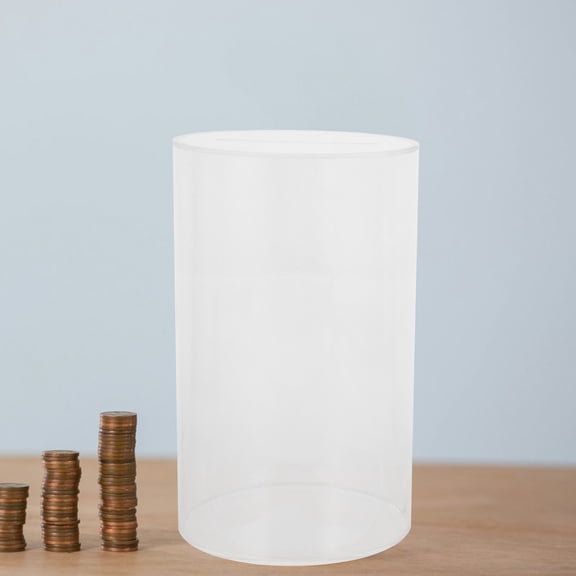 SWETRACE 2Pcs Transparent Acrylic Money Saving Jar Cylinder Coin Holder for Desk