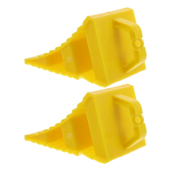 SWETRACE 2Pcs Triangular Yellow Plastic Wheel Chock for Cars Rvs and Trailers in Parking Lots and Driveways