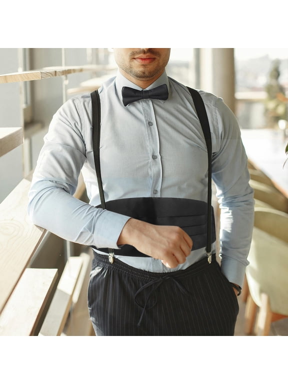 Mens Formal Cummerbund Assorted Color Adjustable Waistband Wedding Groomsmen 2Pcs