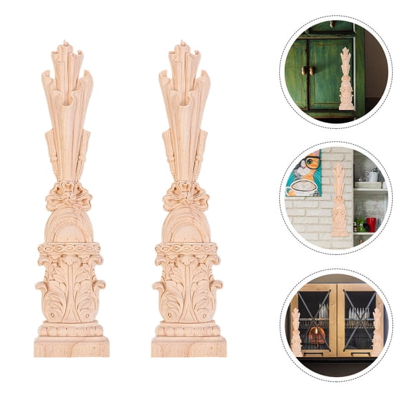 SWETRACE 2Pcs Wood Onlays Appliques Paintable Synthetic Material Diy for Cabinets and Doors