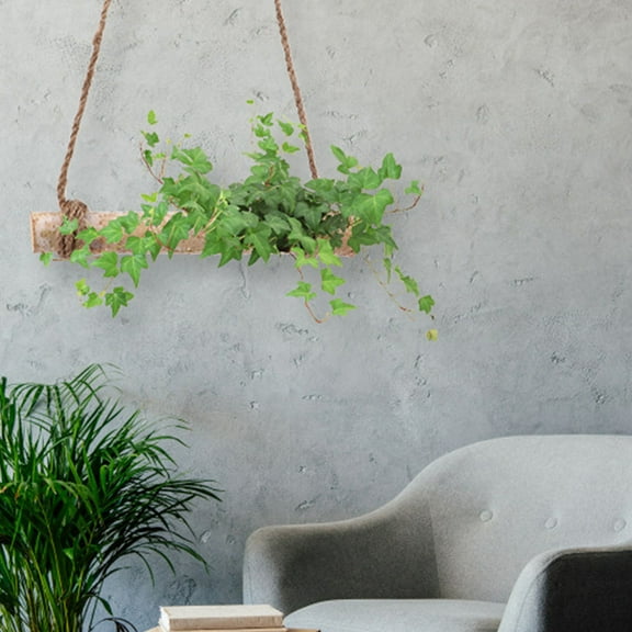 SWETRACE 2Sets Rustic Wooden Plant Hanging Shelf Birch Tree Decor with Rope for Home Decor