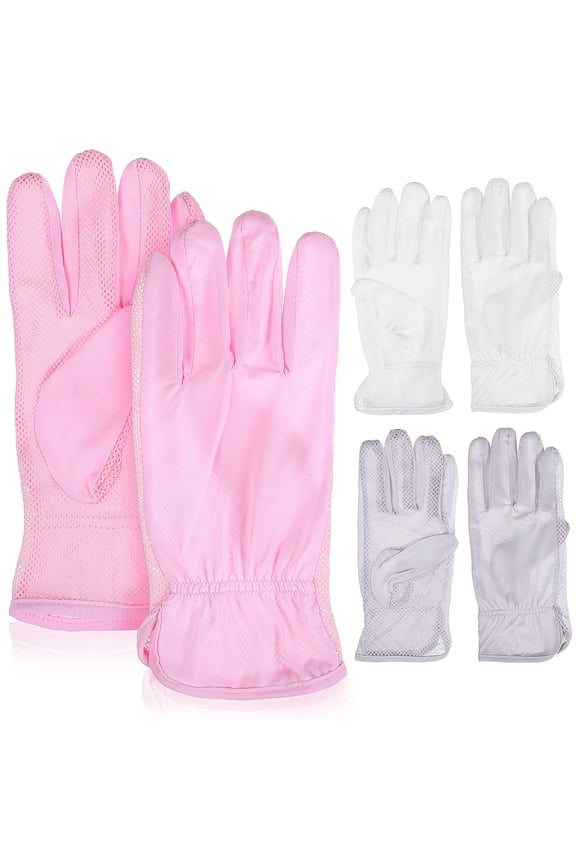 3 Pairs Full Finger Arm Sun Gloves Lightweight Grey Gloves