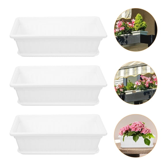 SWETRACE 3 Sets Standing Succulent Planter White Pot For Indoor Planting 16.90X7.47X5.89in