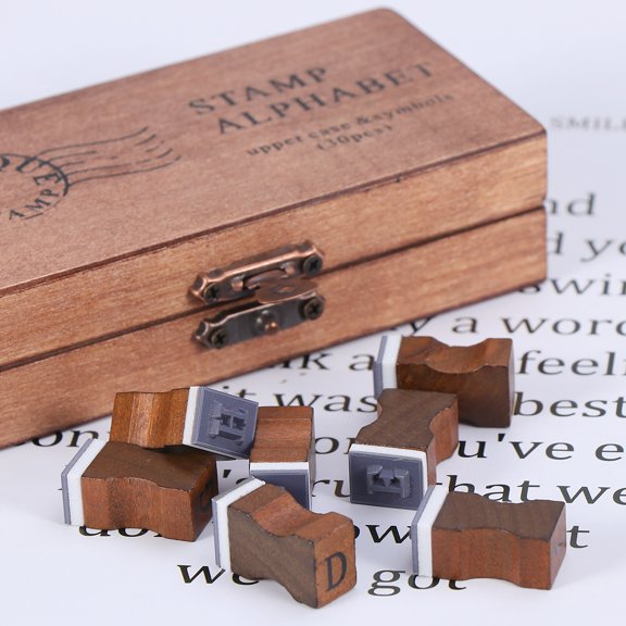 SWETRACE 30Pcs Brown Letter Seals Set in Wooden Box with Brass Buckles for Security Packaging