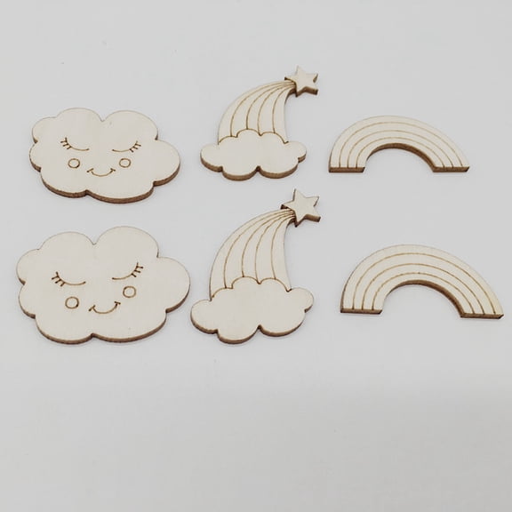 SWETRACE 30 Pcs Unfinished Wood Ornaments, and Cloud Shape Wooden Cutouts for Crafts, Pendant Decor, Painting