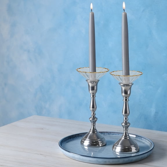 SWETRACE 3Pcs Glass Candle Bobeches with Plated Gold Rim Elegant Wax Drip Protection for Home and Special Events