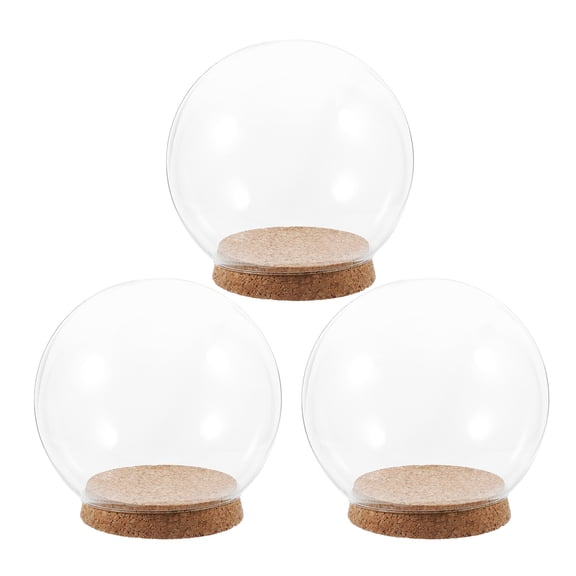 SWETRACE 3Pcs Glass Dome Display Case with Wood Base Clear Glass Cover Decorative Flower Display for Home Adornment