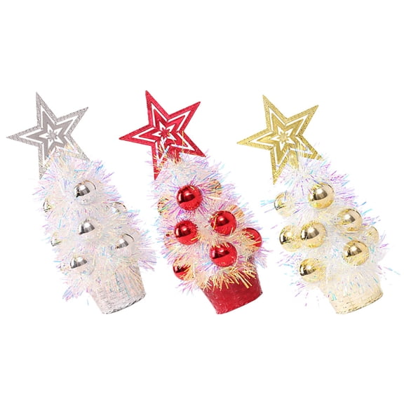 SWETRACE 3Pcs Mini Christmas Tree Artificial Xmas Tree Desktop Ornament For Festive Atmosphere 10In