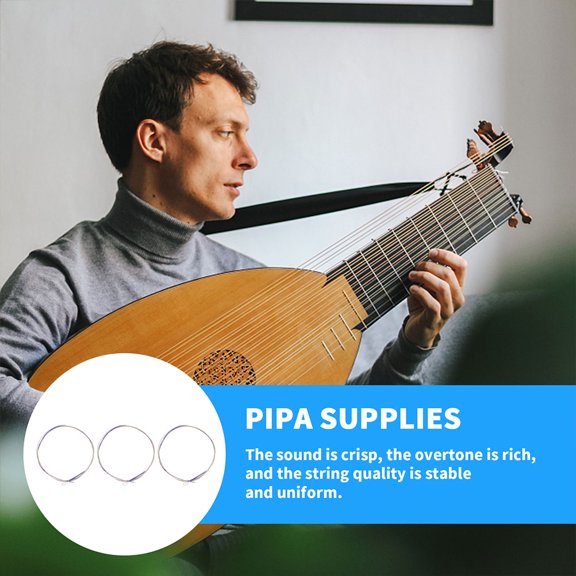 SWETRACE 3Pcs Silver Chinese Lute Strings Replacement Accessories for Pipa and Wear Resistant
