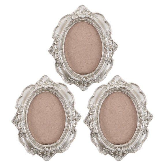 SWETRACE 3Pcs Tiny Vintage Photo Frames Plated Silver Resin Rustic Wall Hanging Picture Frame