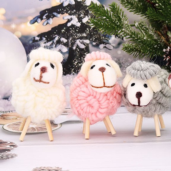 SWETRACE 3Pcs Wool Felt Sheep Small Animal Statue Cute Desktop and Home Decorations