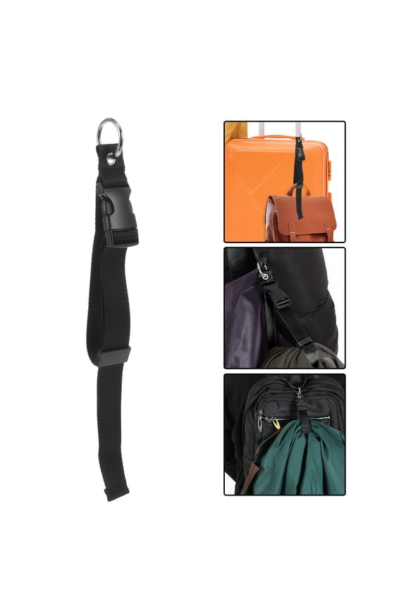 4Pcs Black Nylon Luggage Straps for Backpacks and Tote Bags with Snap Clasp and Adjustable Length