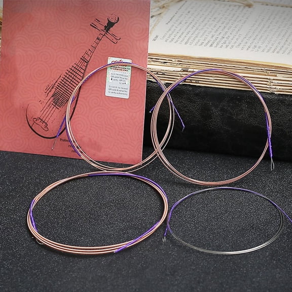 SWETRACE 4Pcs Chinese Lute Steel Strings for Performance and String Replacement 38.51X0.08X0.08in