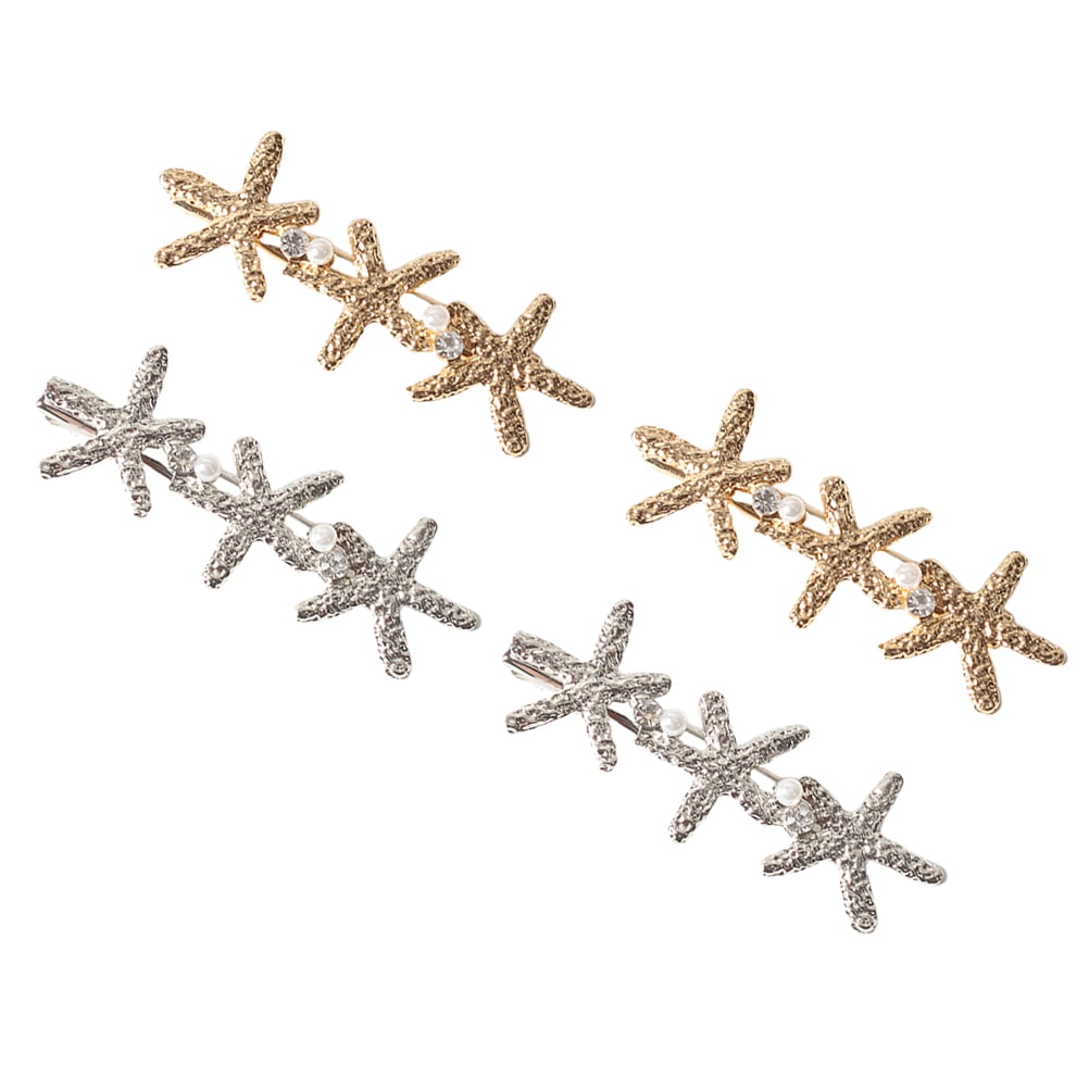 Fancy Clips SWETRACE 4Pcs Fancy Hair Clips for Women Golden Silver Alloy Material ...