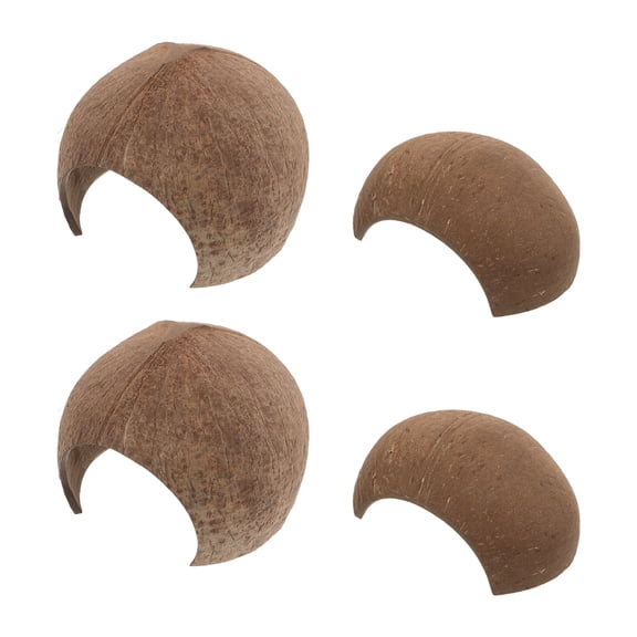SWETRACE 4Pcs Half Coconut Shell Hideout Natural Light Brown Reptile Shelter for Leopard Gecko and Spider Hideout