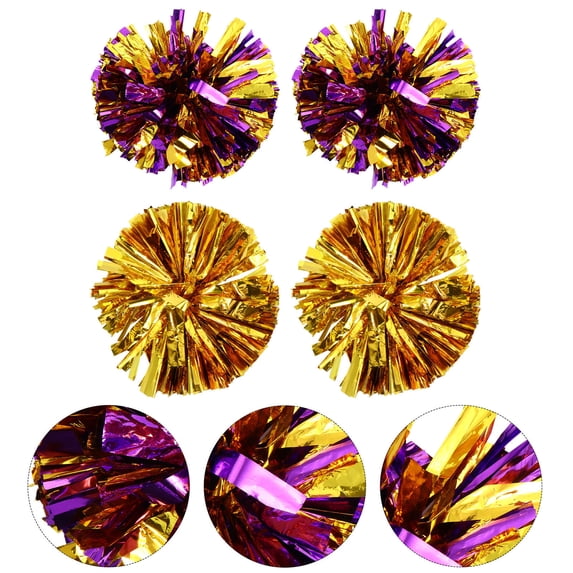 SWETRACE 4Pcs Metallic Cheerleading Poms with Plastic Rings Assorted ...