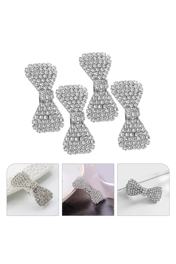 4Pcs Vintage Bridal Hair Pieces Rhinestone Bow Pin for Women Christmas Parties