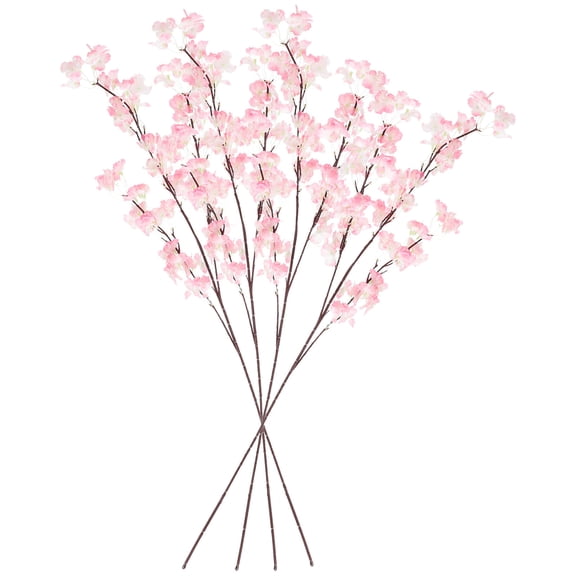 SWETRACE 4pcs Outdoor Fake Flowers Pink Iron Cherry Blossom Branch for Daily Use