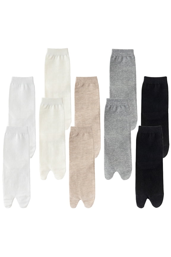 5 Pairs Functional Cotton Socks Split Toes Sweat-Absorbing for Women Festival present