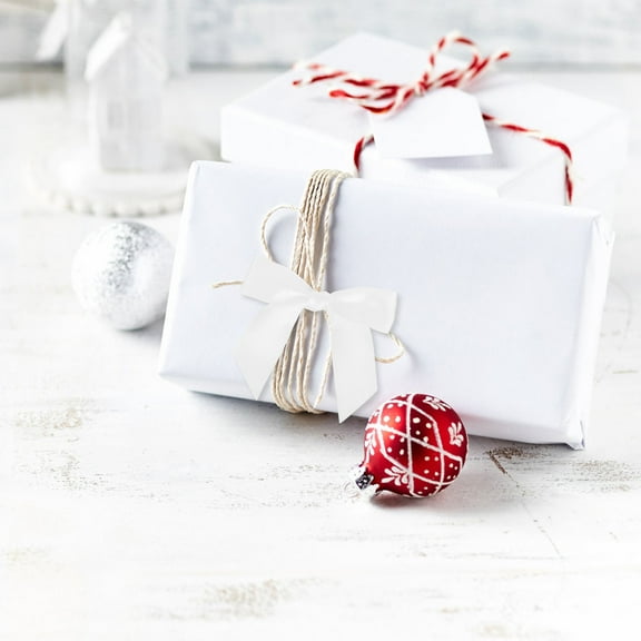 SWETRACE 50Pcs White Polyester Elegant Design Bowknot Bows for Cake and 13.00X9.00X1.00in