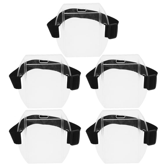 SWETRACE 5-Pack Black Armband ID Card Holders with Lanyard for Work Passes and Multiple Uses