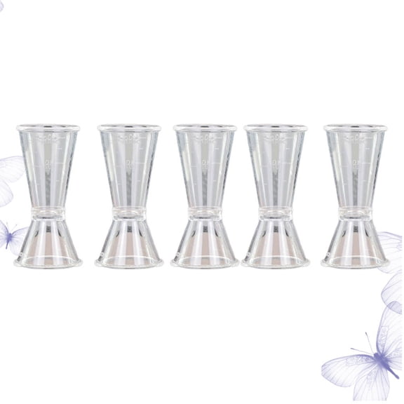 SWETRACE 5Pcs Bar Use Double Head Measuring Cup Transparent Professional Bartender Device