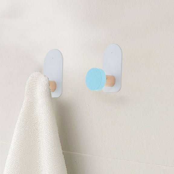 SWETRACE 5Pcs Colorful Wall Hooks Adhesive Iron Wood Multifunctional For Kids Rooms Bathrooms Kitchens