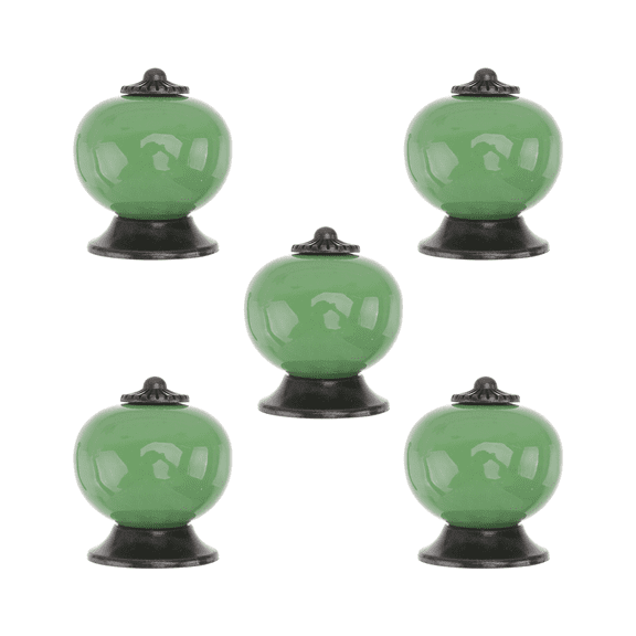 SWETRACE Ceramic Pull Handles Green Round Knobs for House Decoration 5Pcs