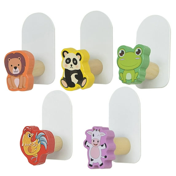 SWETRACE 5Pcs Heavy Duty Sticky Hooks Cartoon Animal Hook for Playroom and Hallway