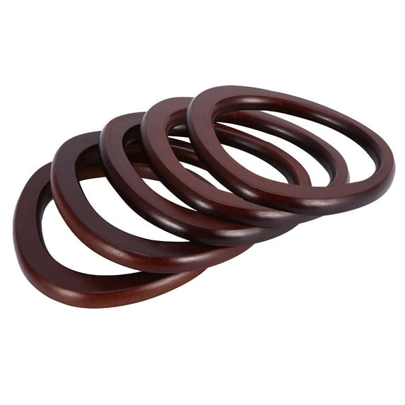 SWETRACE Bag Support Frame Solid Wood Oval Shape Handbag Handles Coffee 5Pcs 5.7x5.1x0.4in