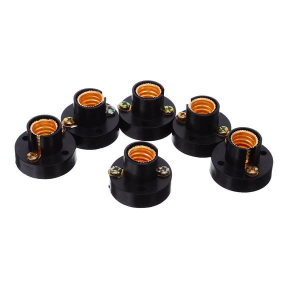 SWETRACE 6-Pack Candelabra Screw Base Lamp Socket, Black Bakelite Round Flat Light Bulb Holder Replacement Parts