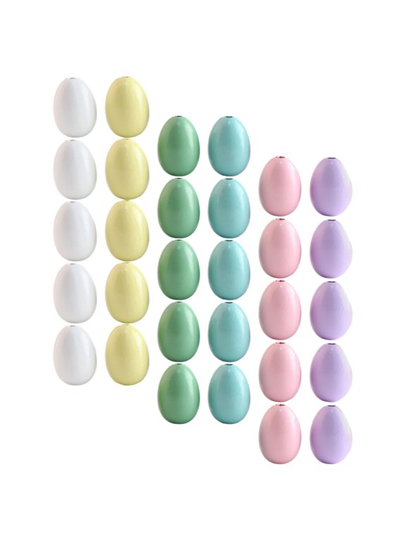 60Pcs Wooden Easter Egg Shape Beads for DIY Jewelry Bracelet and Gar Crafts