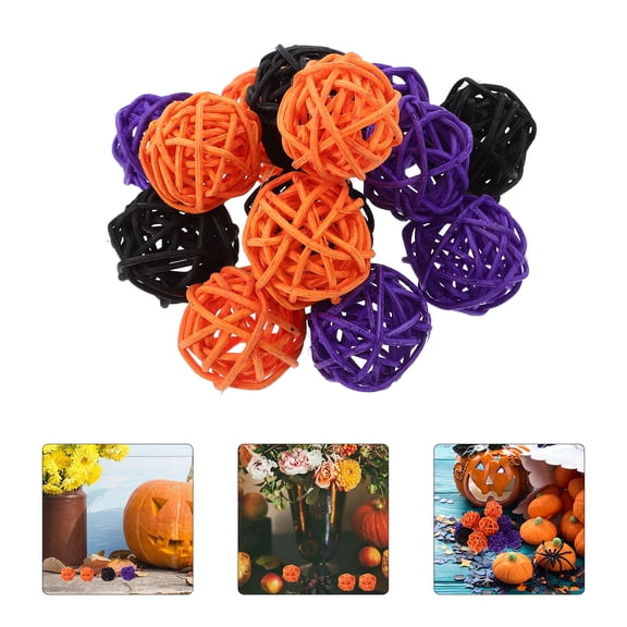 SWETRACE 60Pcs Assorted Color Rattan Balls Lightweight Decorative Wicker Sphere Crafts