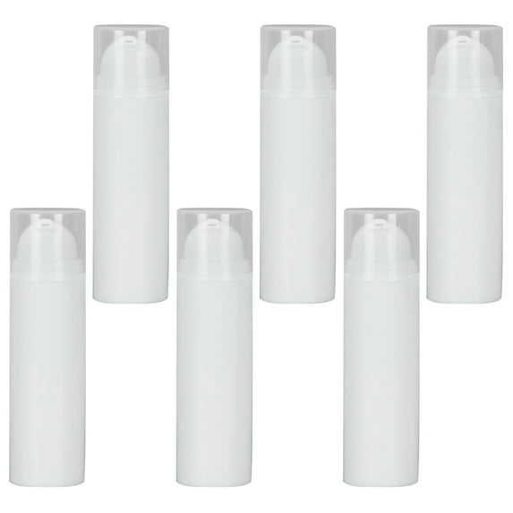 SWETRACE 6Pcs 4.91X1.38X1.38in Cylindrical White Plastic Lotion Bottle for Cosmetics Container