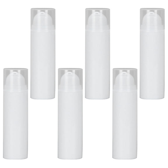 SWETRACE 6-Pack White Plastic Airless Pump Bottles Travel Containers for Skincare and Cosmetics