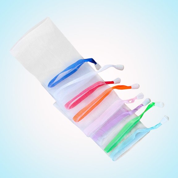 SWETRACE 6Pcs Bubble Net Soap Mesh Holder Assorted Colors for Foam Making with Drawstring