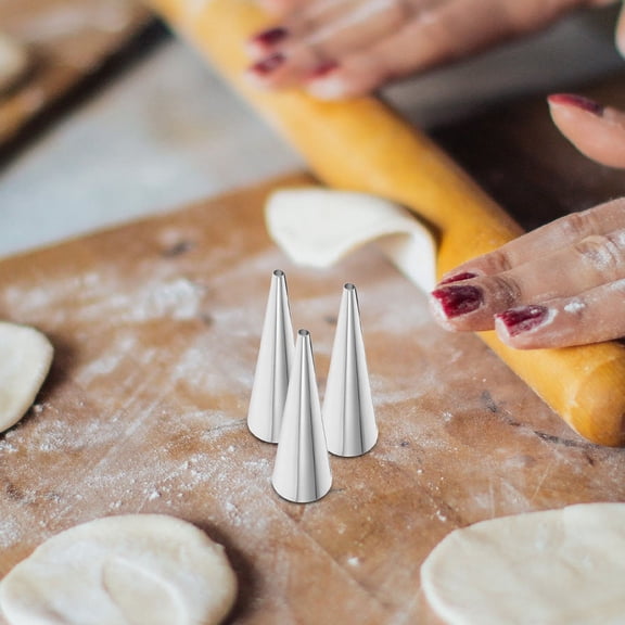 SWETRACE Stainless Steel Cone Baking Molds Plated Silver for Croissants and Cream Horns 6Pcs