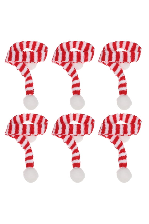 6-Pack Red and White Wool Holiday Scarves for Festive Home Decoration and Seasonal Ornament Accents, 12x7.9x0.2in