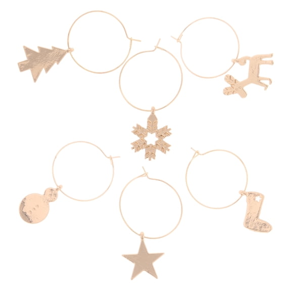 SWETRACE 6Pcs Golden Metal Wine Glass Rings for Guests at Festive Celebrations and Parties