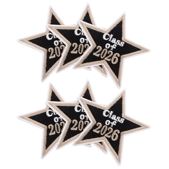 SWETRACE 6Pcs Iron on Star Patches for Jackets Hats and Backpacks Embroidered Applique in Black