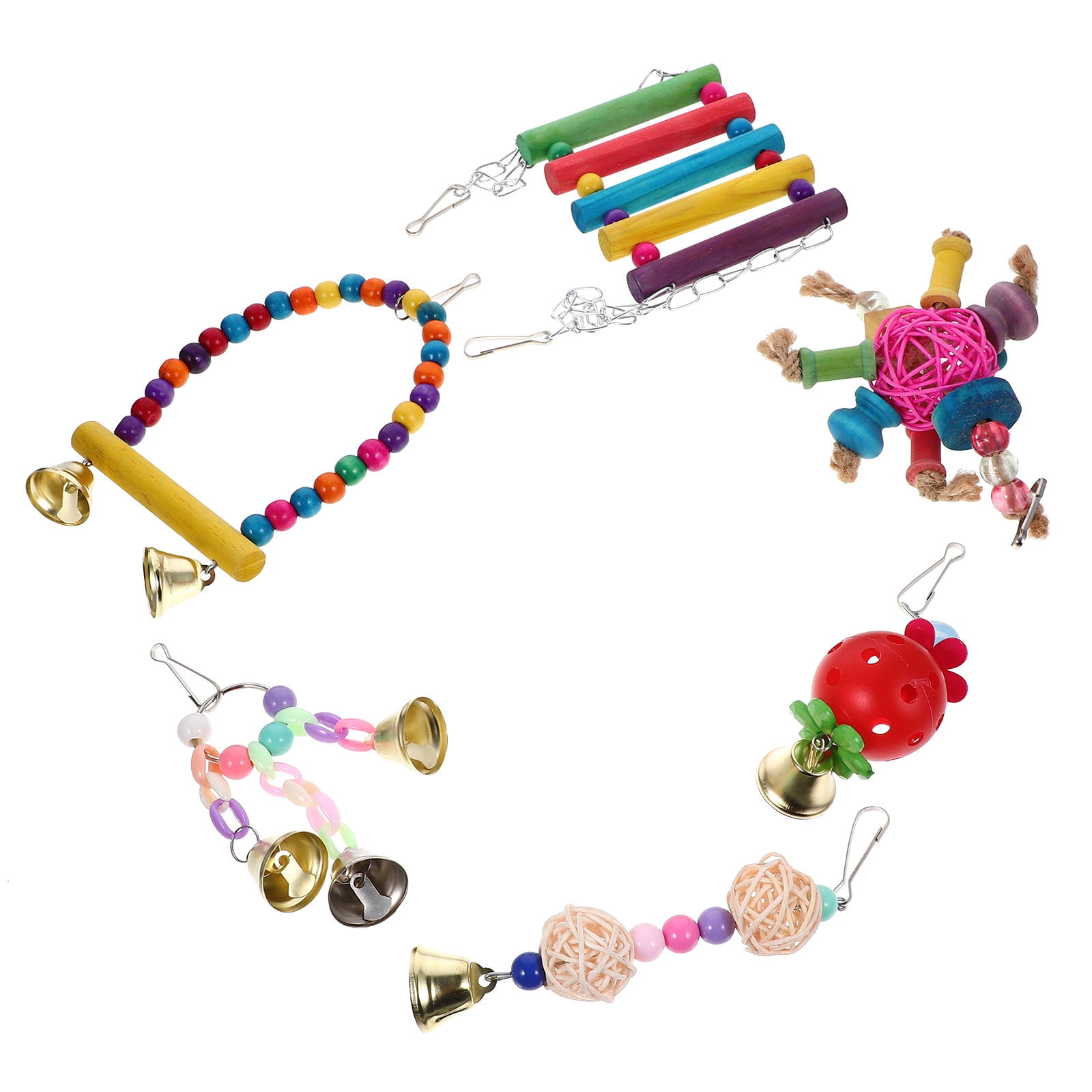 Picture of SWETRACE 6Pcs Parrot Swing Toys with Wood Ladder Shape for Cage ...