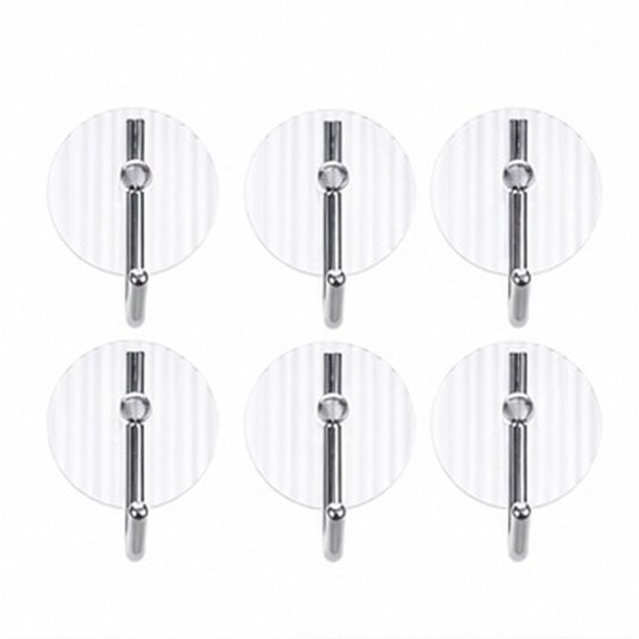 SWETRACE 6Pcs Clear Acrylic Punch Free Hooks for Kitchen Bathroom Use