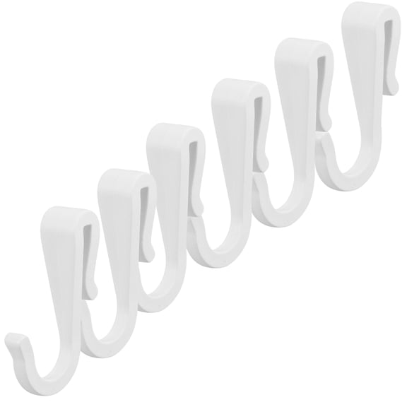 SWETRACE 6Pcs White Plastic S Hooks Small Flat Utility Hooks for Kitchen Cabinet and Wall Hanging Use