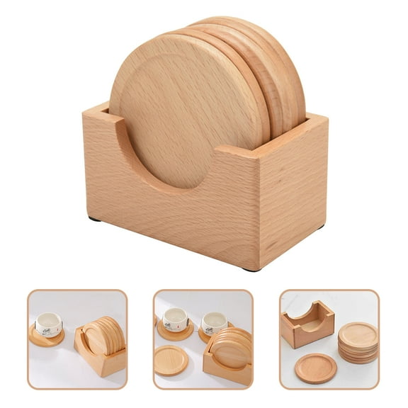 SWETRACE 6Pcs Wood Coasters for Drinks Heat Insulation Modern Style for Home and Office