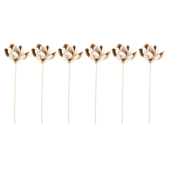 SWETRACE 6pcs Diffuser Flower Sticks for Essential Oil Bottle, Beige Wood