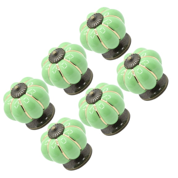 SWETRACE 6pcs Pumpkin Ceramic Cabinet Knob for Drawer and Wardrobe Green