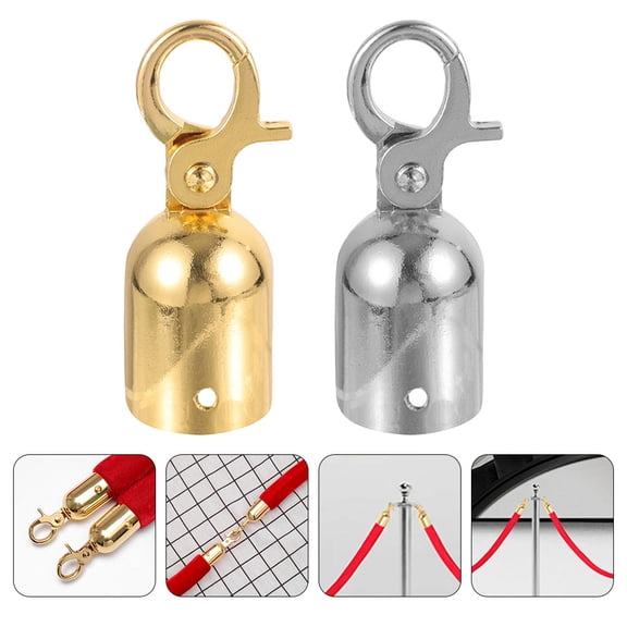 SWETRACE 6pcs Rope End Bracket With Hook Stainless Steel Plated Hook For Velvet Stanchion Rope