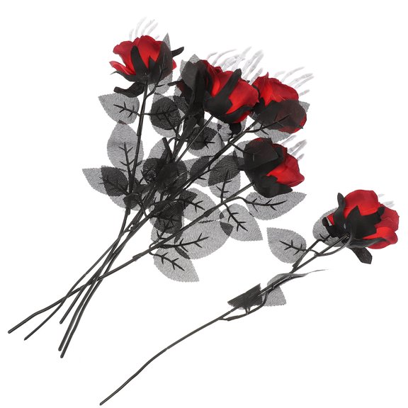 SWETRACE Artificial Rose Skeleton Hand Flower 6Pcs for Adult Parties and Events